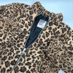 Kensie Girl Cheetah Fleece Brown/Tan Puffer Jacket Full Zip Girls Size 14/16